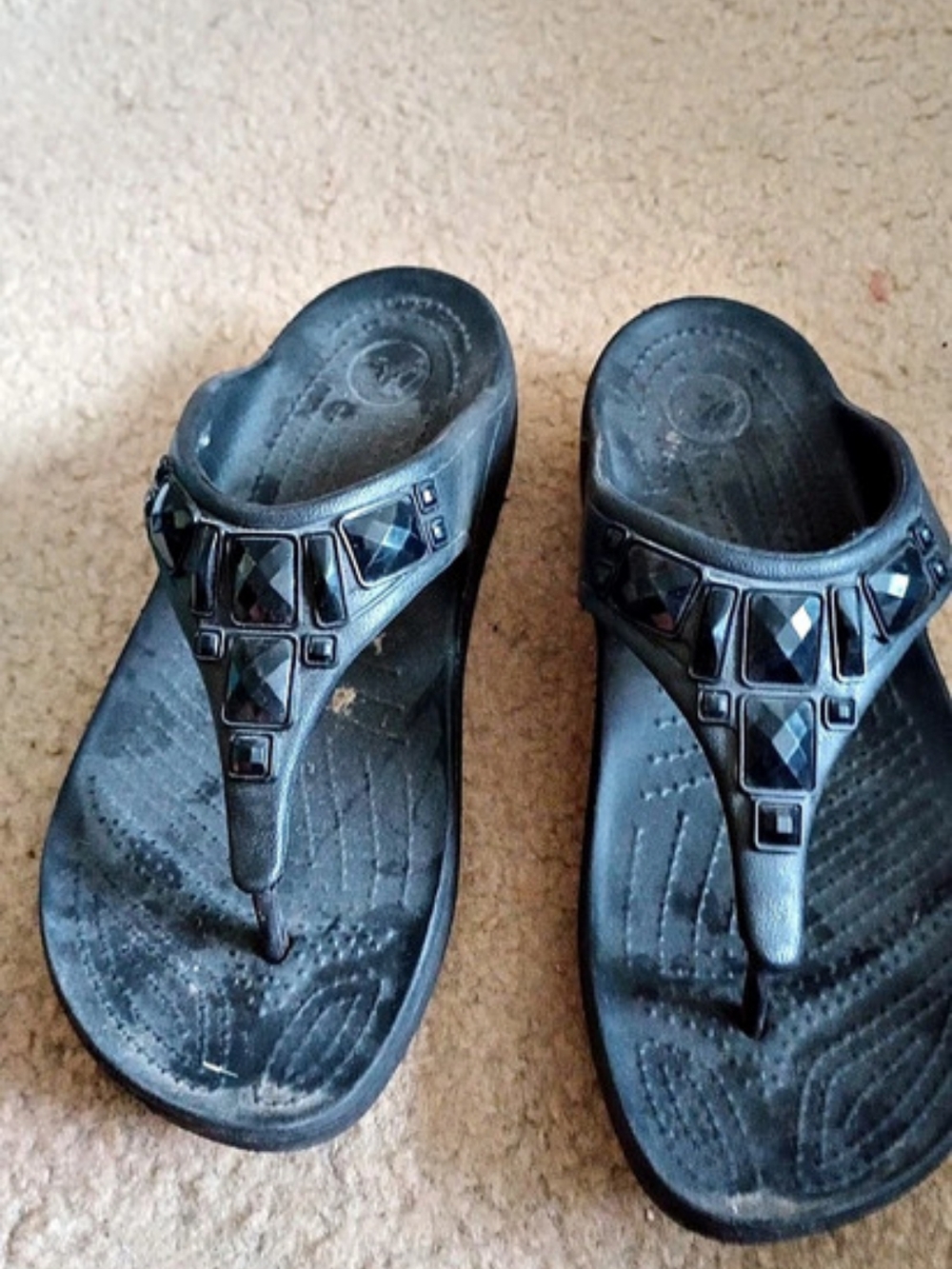 Crocs Kadee II Jewels Flip Sandals Black US 9